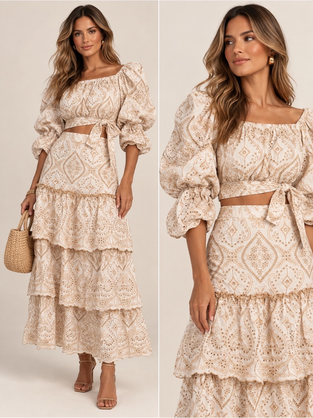 Lace The Label Women's Ivory
Eyelet Lace-Up skirt and top sz small